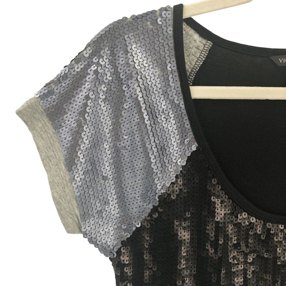 Victorias Secret Womens Size Small All-Over Sequin Baseball Tee Shirt  Scoopneck - Picture 5 of 7